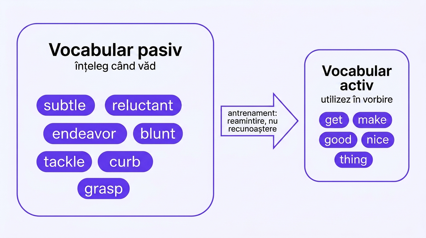 Vocabular pasiv și activ: ce înțelegi la citire vs ce folosești în vorbire