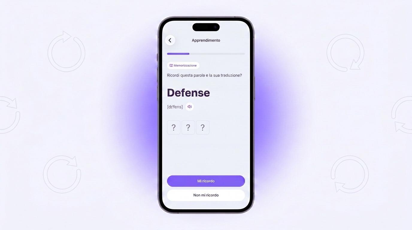 Allenamento in VibeLing: verifica se ricordi la parola Defense e la sua traduzione