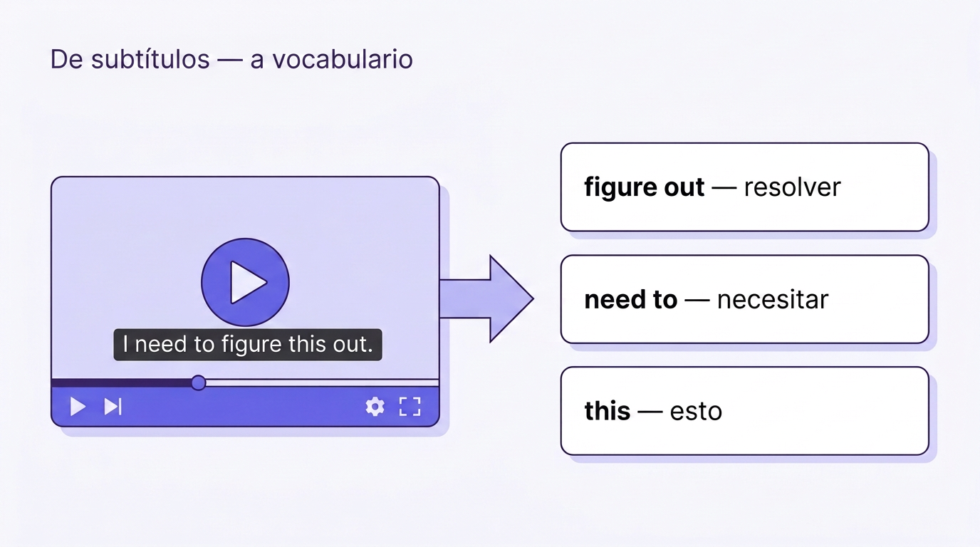 De los subtítulos del vídeo a tarjetas de vocabulario con traducción