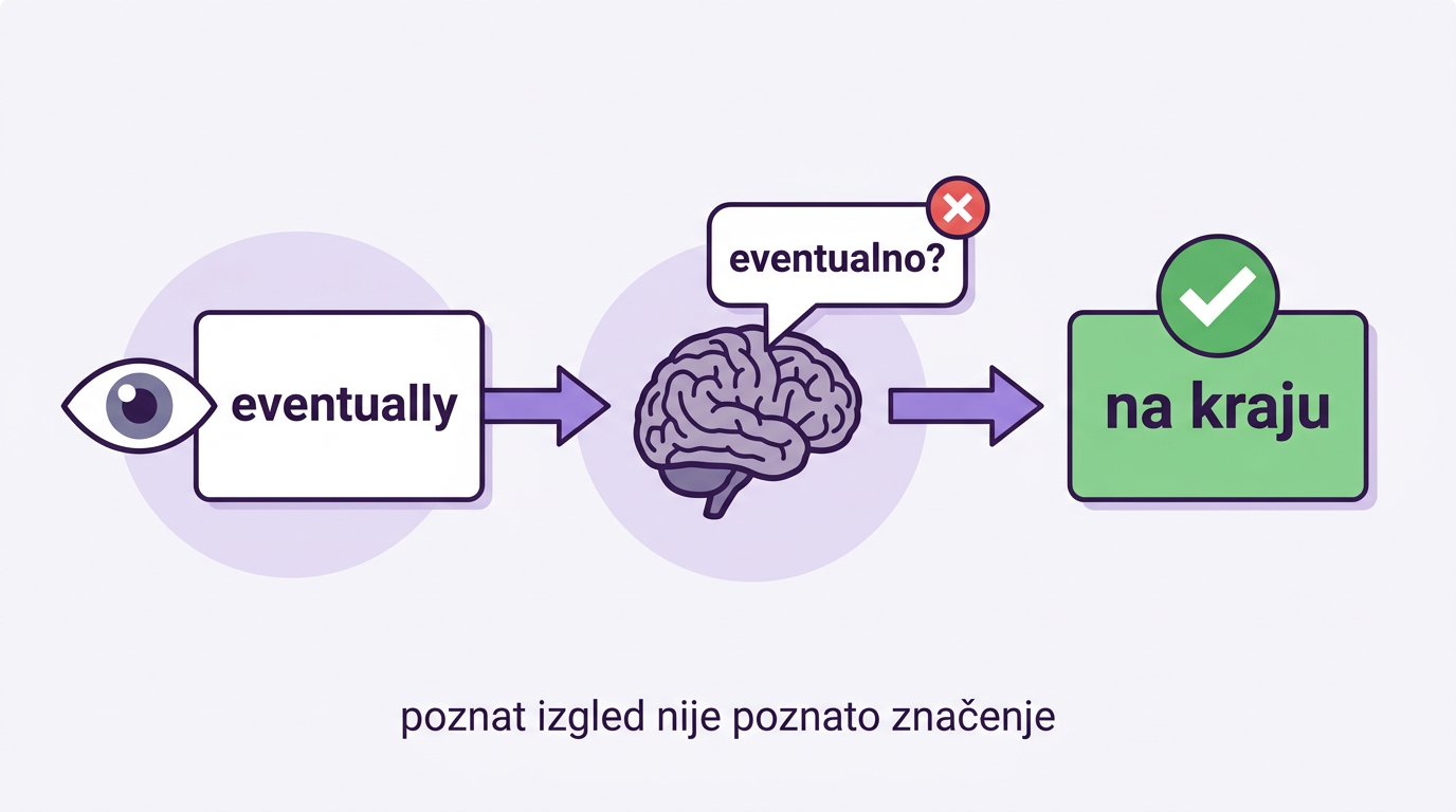 Zamka: vidiš eventually, mozak predlaže eventualno, pravo značenje je na kraju