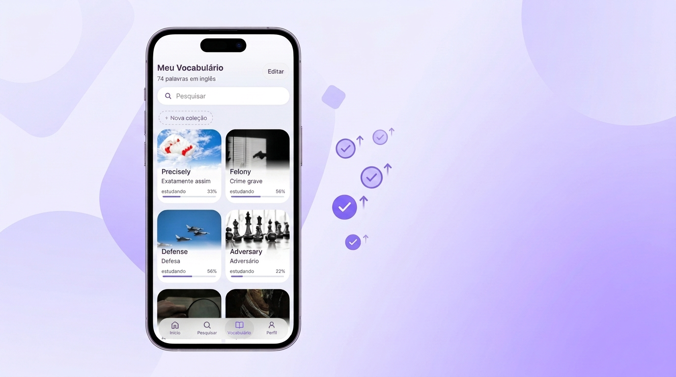 Progresso de estudo das palavras no app VibeLing