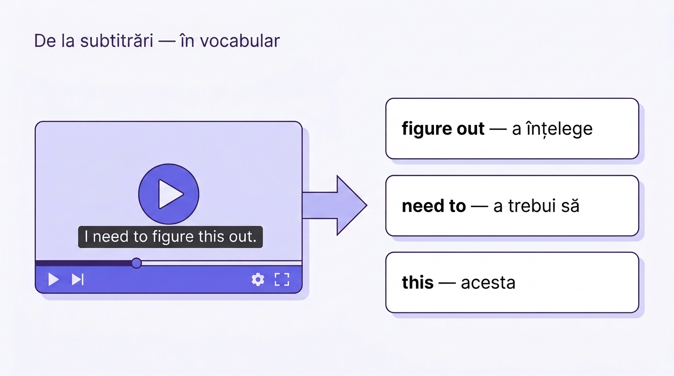 De la subtitrările videoclipului la carduri de vocabular cu traducere