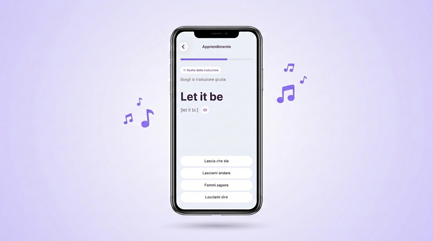 Allenamento di un'espressione da una canzone nell'app VibeLing