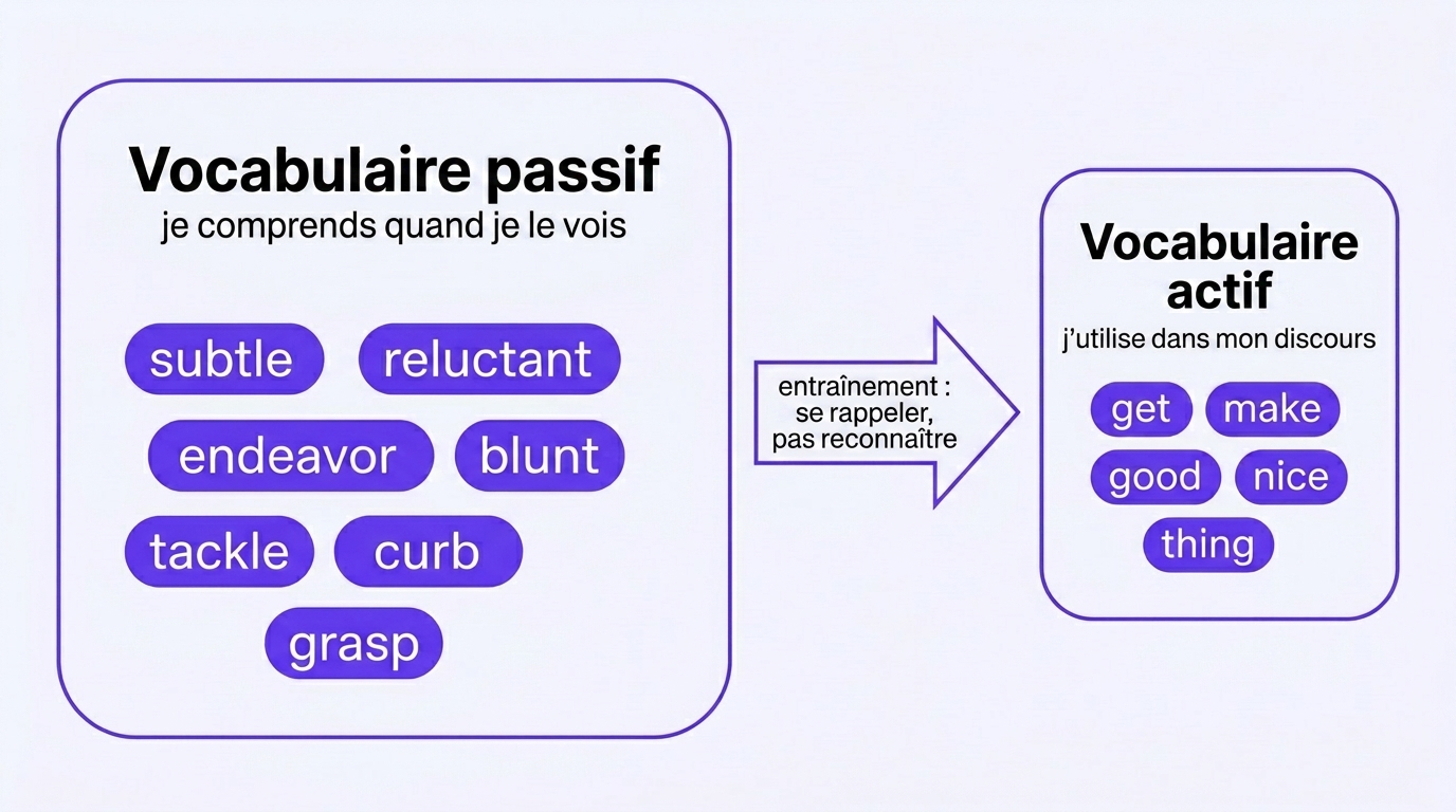 Vocabulaire passif et actif : comprendre à la lecture vs utiliser à l'oral
