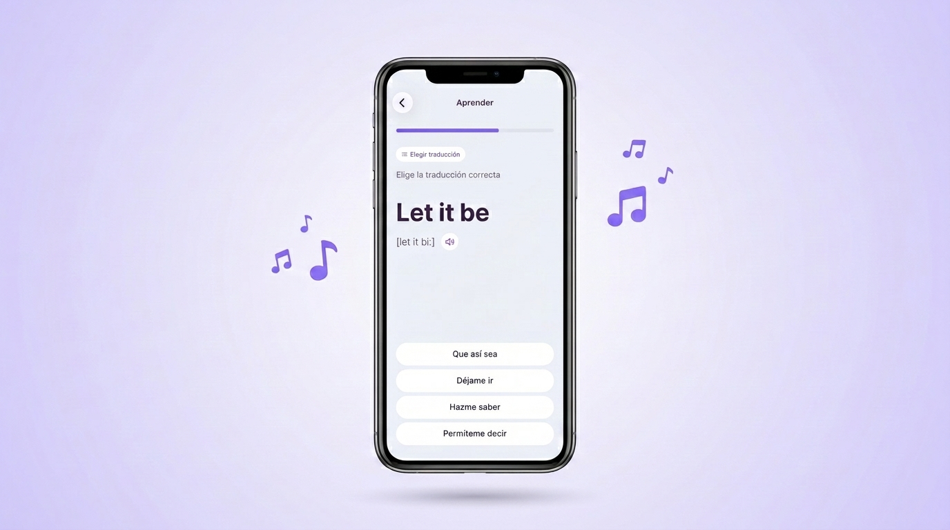 Entrenamiento de una expresión de canción en la app VibeLing