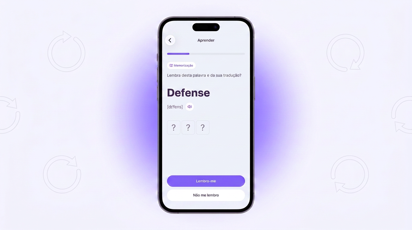 Treino no VibeLing: teste para ver se você lembra a palavra Defense e sua tradução