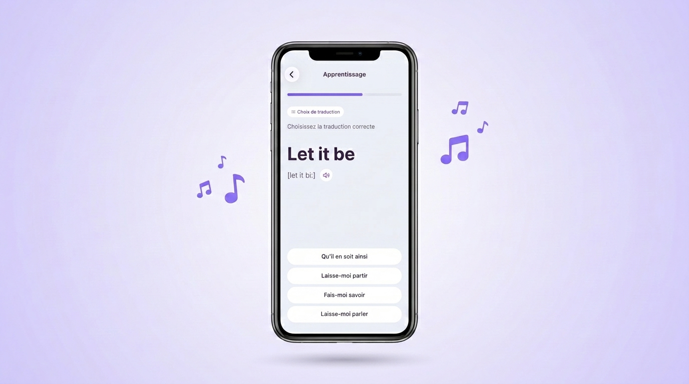 Entraînement d'une expression tirée d'une chanson dans l'appli VibeLing