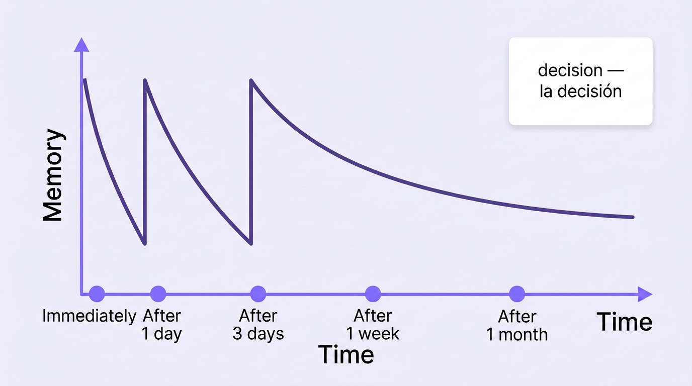 Forgetting curve with spaced review points