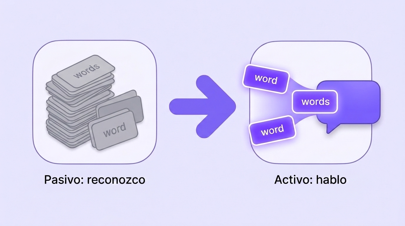 Vocabulario pasivo (reconozco) se convierte en activo (hablo)