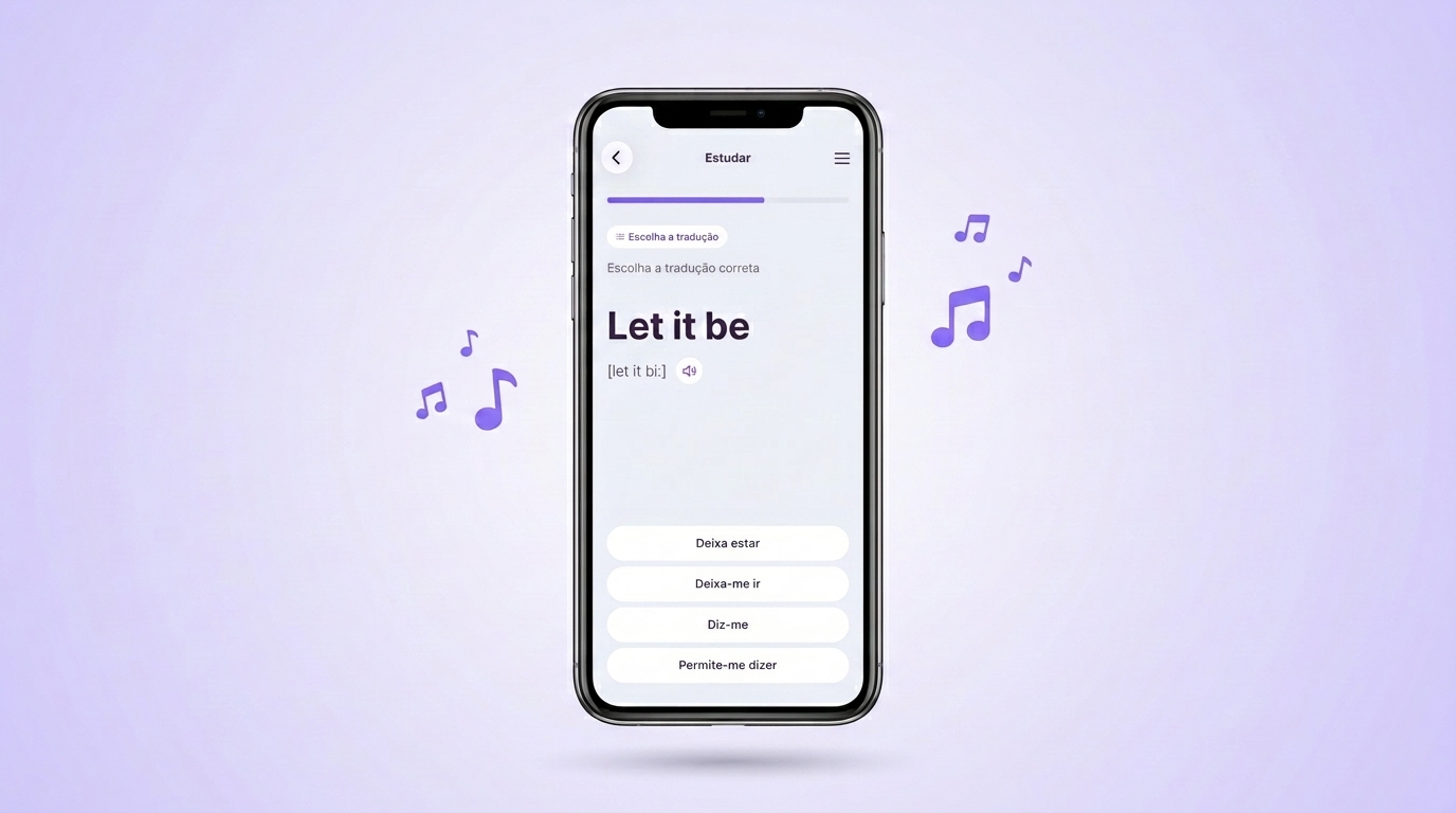 Treino de uma expressão de música no app VibeLing