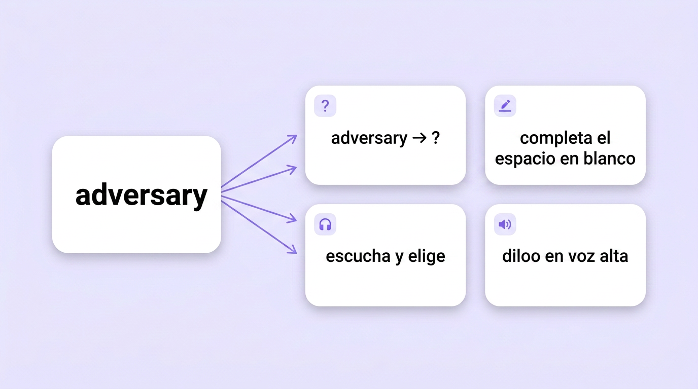 Una palabra en inglés convertida en cuatro ejercicios distintos